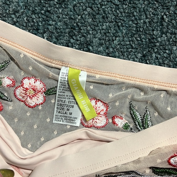 GIANNI BINI mesh floral lingerie inspired bikini set pale pink swim medium M - Picture 6 of 11
